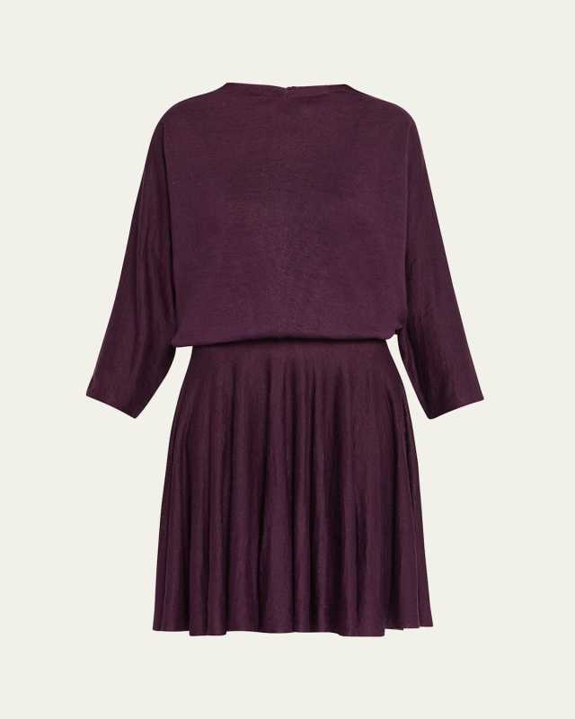 Fine Gauge Linen 3/4-Sleeve Skater Dress